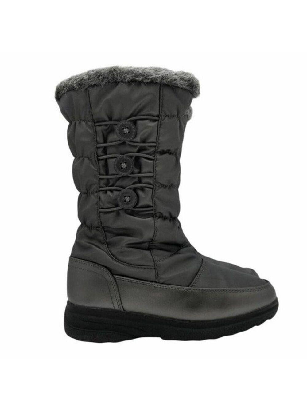Aqua Stop Mongoose Winter Boots Faux Fur Lined Side Zipper Gray Size 7